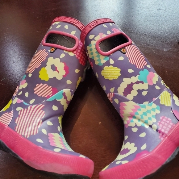Bogs Skipper Clouds Purple Sz. 3 Rain Boots - Picture 3 of 7